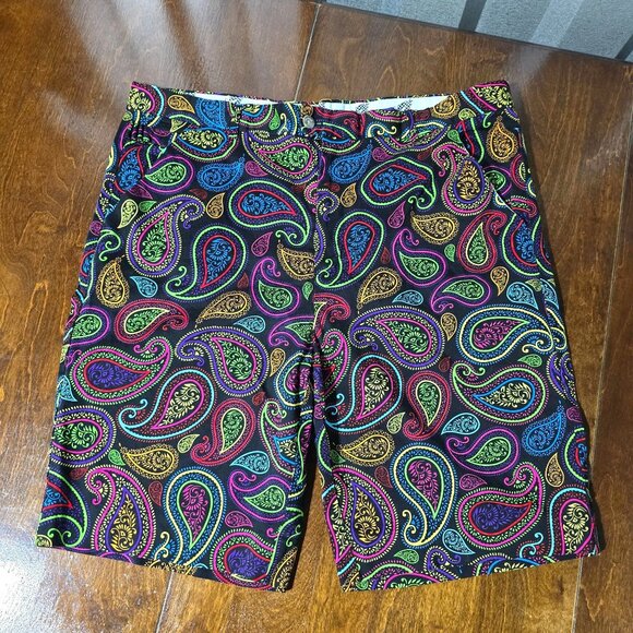Royal Awesome Mens Crazy Paisley Golf Shorts Multicolor Size 42